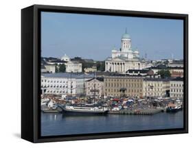 Harbour with Lutheran Cathedral Rising Behind, Helsinki, Finland, Scandinavia-Ken Gillham-Framed Stretched Canvas