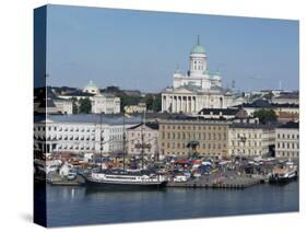 Harbour with Lutheran Cathedral Rising Behind, Helsinki, Finland, Scandinavia-Ken Gillham-Stretched Canvas