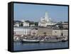 Harbour with Lutheran Cathedral Rising Behind, Helsinki, Finland, Scandinavia-Ken Gillham-Framed Stretched Canvas