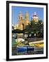 Harbour with Luzzu Fishing Boats and Marsaxlokk Parish Church, Marsaxlokk, Malta, Mediterranean, Eu-Stuart Black-Framed Photographic Print