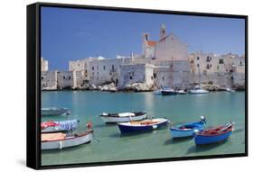 Harbour with Old Town and Cathedral, Giovinazzo, Province of Bari, Apulia, Italy-Markus Lange-Framed Stretched Canvas