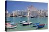 Harbour with Old Town and Cathedral, Giovinazzo, Province of Bari, Apulia, Italy-Markus Lange-Stretched Canvas