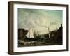 Harbour With Sailboats And Marketstalls-Jacob Ruysdael-Framed Giclee Print