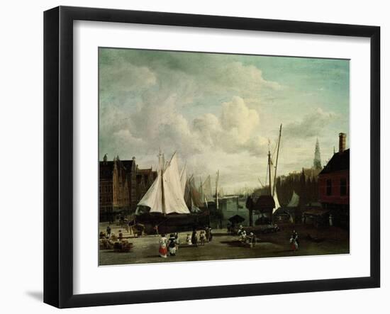 Harbour With Sailboats And Marketstalls-Jacob Ruysdael-Framed Giclee Print