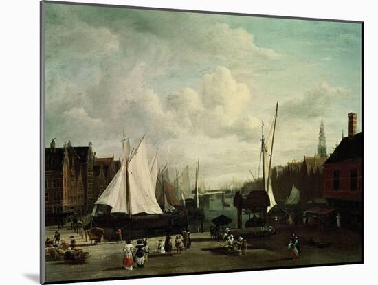 Harbour With Sailboats And Marketstalls-Jacob Ruysdael-Mounted Giclee Print