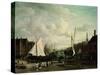 Harbour With Sailboats And Marketstalls-Jacob Ruysdael-Stretched Canvas