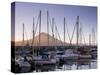 Harbour with Volcanic Island of Pico Beyond, Horta, Faial Island, Azores, Portugal-Alan Copson-Stretched Canvas