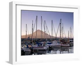 Harbour with Volcanic Island of Pico Beyond, Horta, Faial Island, Azores, Portugal-Alan Copson-Framed Photographic Print