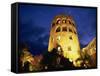 Harbourside Watchtower Illuminated at Night, Puerto Banus, Marbella, Andalucia, Spain, Europe-Tomlinson Ruth-Framed Stretched Canvas
