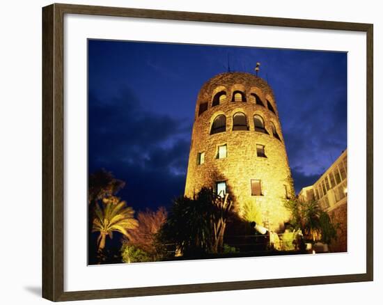 Harbourside Watchtower Illuminated at Night, Puerto Banus, Marbella, Andalucia, Spain, Europe-Tomlinson Ruth-Framed Photographic Print