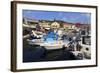 Harbourside with Boats and Cafes, Fiskardo, Kefalonia (Cephalonia)-Eleanor Scriven-Framed Photographic Print