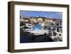 Harbourside with Boats and Cafes, Fiskardo, Kefalonia (Cephalonia)-Eleanor Scriven-Framed Photographic Print