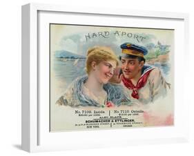 Hard A'Port Brand Cigar Box Label, Navy-Lantern Press-Framed Art Print