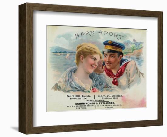 Hard A'Port Brand Cigar Box Label, Navy-Lantern Press-Framed Art Print