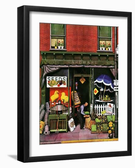 "Hardware Store at Springtime," March 16, 1946-Stevan Dohanos-Framed Giclee Print