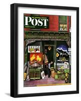 "Hardware Store at Springtime," Saturday Evening Post Cover, March 16, 1946-Stevan Dohanos-Framed Giclee Print