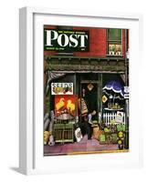 "Hardware Store at Springtime," Saturday Evening Post Cover, March 16, 1946-Stevan Dohanos-Framed Giclee Print