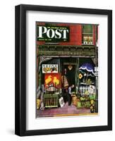 "Hardware Store at Springtime," Saturday Evening Post Cover, March 16, 1946-Stevan Dohanos-Framed Giclee Print