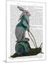 Hare and Snail-Fab Funky-Mounted Art Print