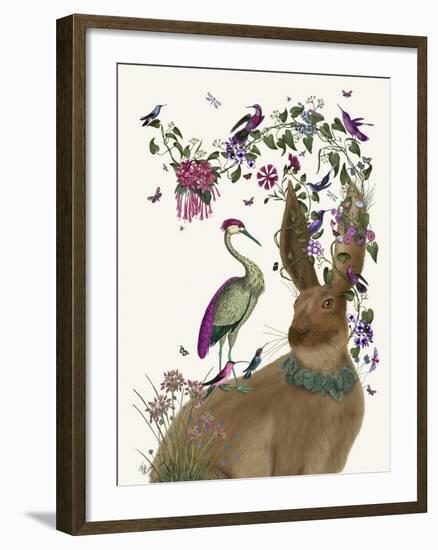 Hare Birdkeeper and Heron-null-Framed Art Print