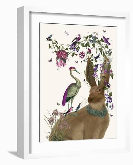 Hare Birdkeeper and Heron-null-Framed Art Print