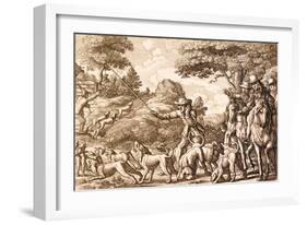 Hare Hunting, Engraved by Wenceslaus Hollar, 1671-Francis Barlow-Framed Giclee Print