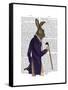 Hare in Purple Coat-Fab Funky-Framed Stretched Canvas