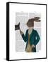Hare in Turquoise Coat-Fab Funky-Framed Stretched Canvas