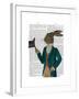 Hare in Turquoise Coat-Fab Funky-Framed Art Print