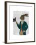 Hare in Turquoise Coat-Fab Funky-Framed Art Print