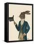 Hare in Turquoise Coat-Fab Funky-Framed Stretched Canvas