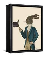 Hare in Turquoise Coat-Fab Funky-Framed Stretched Canvas