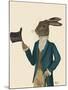 Hare in Turquoise Coat-Fab Funky-Mounted Art Print