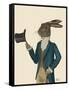 Hare in Turquoise Coat-Fab Funky-Framed Stretched Canvas