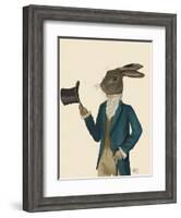 Hare in Turquoise Coat-Fab Funky-Framed Art Print