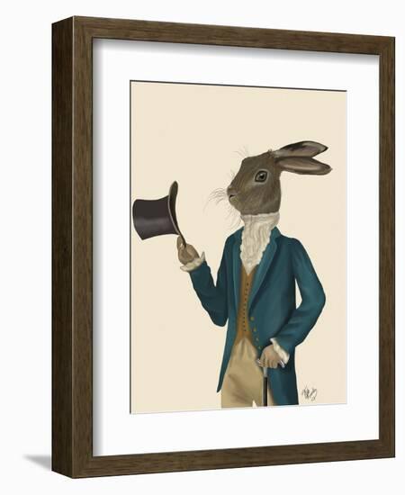 Hare in Turquoise Coat-Fab Funky-Framed Art Print