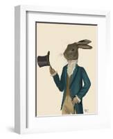 Hare in Turquoise Coat-Fab Funky-Framed Art Print