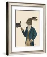 Hare in Turquoise Coat-Fab Funky-Framed Art Print