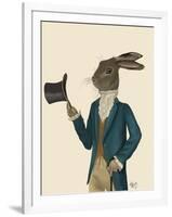 Hare in Turquoise Coat-Fab Funky-Framed Art Print