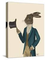 Hare in Turquoise Coat-Fab Funky-Stretched Canvas