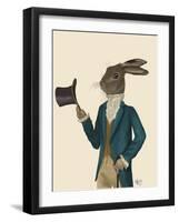 Hare in Turquoise Coat-Fab Funky-Framed Art Print