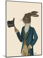 Hare in Turquoise Coat-Fab Funky-Mounted Art Print