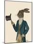 Hare in Turquoise Coat-Fab Funky-Mounted Art Print