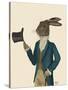 Hare in Turquoise Coat-Fab Funky-Stretched Canvas