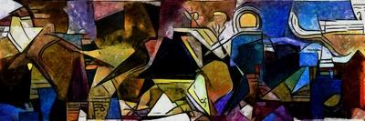 Alternative Reproductions of Famous Paintings by Picasso. Applied Abstract Style of Kandinsky. Desi-Hare Krishna-Framed Stretched Canvas