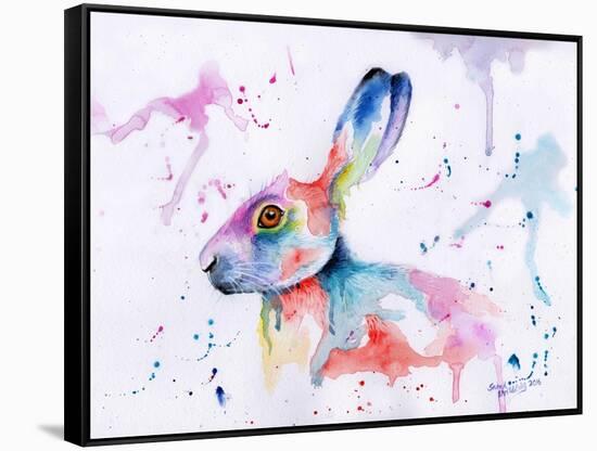 Hare Watercolour-Sarah Stribbling-Framed Stretched Canvas