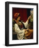 Harem Beauty holding a Bird-Jan Portielje-Framed Premium Giclee Print