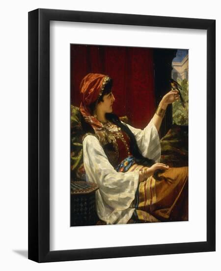 Harem Beauty holding a Bird-Jan Portielje-Framed Premium Giclee Print