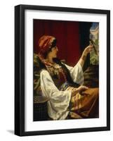 Harem Beauty holding a Bird-Jan Portielje-Framed Giclee Print