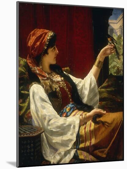 Harem Beauty holding a Bird-Jan Portielje-Mounted Giclee Print